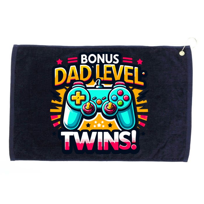 Dad Level: Twins! Funny And Playful Typography Twin Dad Grommeted Golf Towel