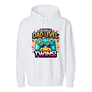 Dad Level: Twins! Funny And Playful Typography Twin Dad Garment-Dyed Fleece Hoodie