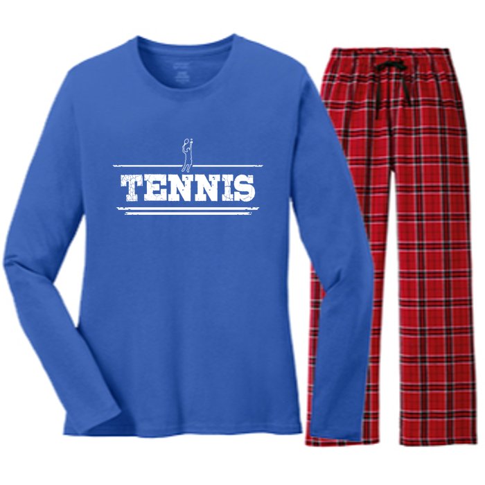 Distressed Look Tennis Gift For Tennis Players Gift Women's Long Sleeve Flannel Pajama Set 