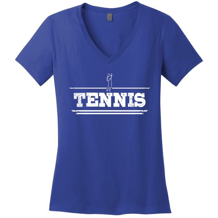 Distressed Look Tennis Gift For Tennis Players Gift Women's V-Neck T-Shirt