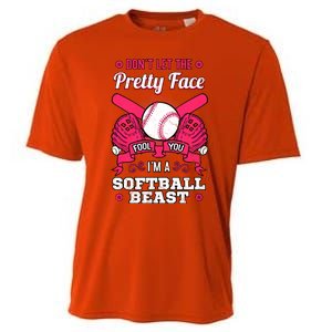 DonT Let The Pretty Face Fool You Softball Beauty Girl Cooling Performance Crew T-Shirt