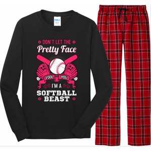 DonT Let The Pretty Face Fool You Softball Beauty Girl Long Sleeve Pajama Set