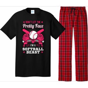 DonT Let The Pretty Face Fool You Softball Beauty Girl Pajama Set