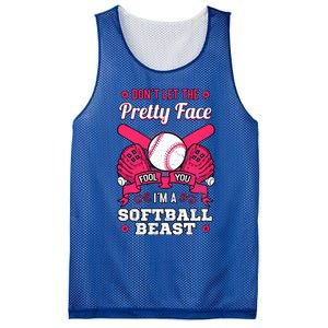 DonT Let The Pretty Face Fool You Softball Beauty Girl Mesh Reversible Basketball Jersey Tank