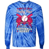 DonT Let The Pretty Face Fool You Softball Beauty Girl Tie-Dye Long Sleeve Shirt