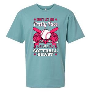 DonT Let The Pretty Face Fool You Softball Beauty Girl Sueded Cloud Jersey T-Shirt