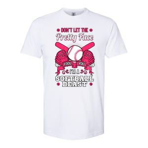 DonT Let The Pretty Face Fool You Softball Beauty Girl Softstyle CVC T-Shirt