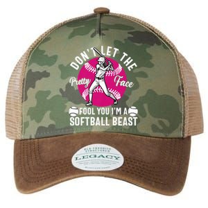 DonT Let The Pretty Face Fool You IM A Softball Beast Girl Legacy Tie Dye Trucker Hat