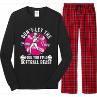 DonT Let The Pretty Face Fool You IM A Softball Beast Girl Long Sleeve Pajama Set