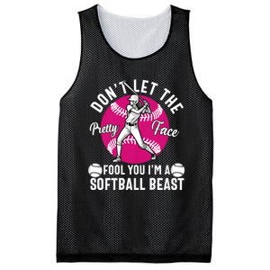 DonT Let The Pretty Face Fool You IM A Softball Beast Girl Mesh Reversible Basketball Jersey Tank