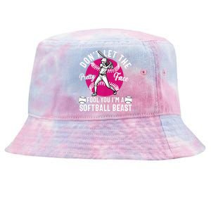 DonT Let The Pretty Face Fool You IM A Softball Beast Girl Tie-Dyed Bucket Hat