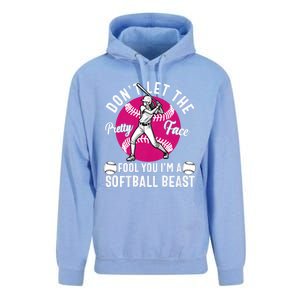 DonT Let The Pretty Face Fool You IM A Softball Beast Girl Unisex Surf Hoodie