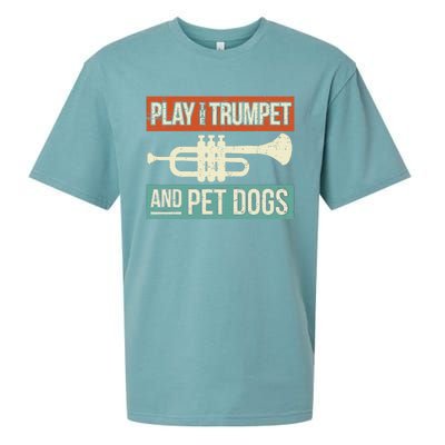 Dog Lover Trumpet Player Saying Retro Trumpeter Vintage Sueded Cloud Jersey T-Shirt