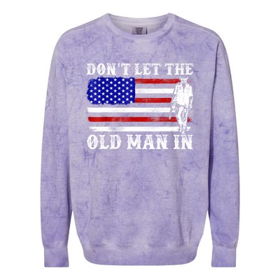 DonT Let The Old Man In Vintage American Flag Colorblast Crewneck Sweatshirt