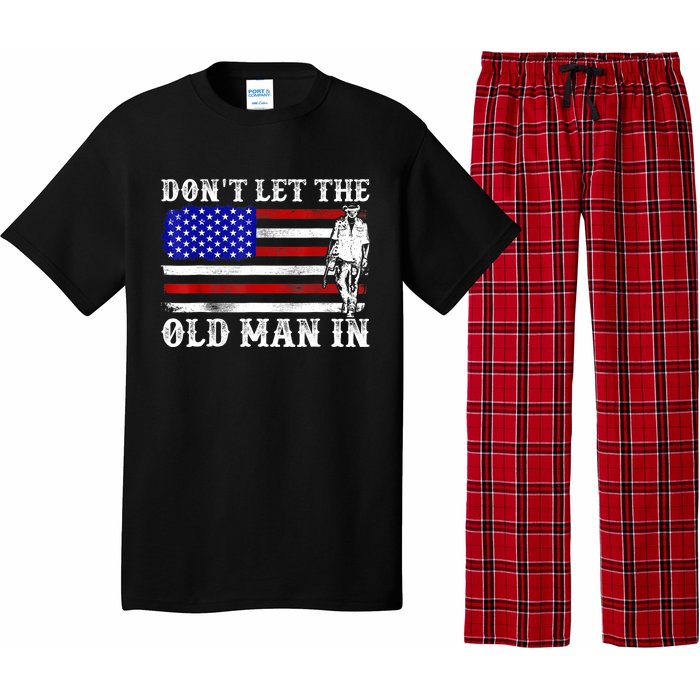 DonT Let The Old Man In Vintage American Flag Pajama Set