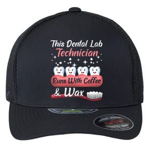 Dental Lab Technician Runs With Coffee And Wax Dental Lab Flexfit Unipanel Trucker Cap