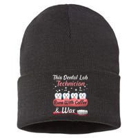 Dental Lab Technician Runs With Coffee And Wax Dental Lab Sustainable Knit Beanie