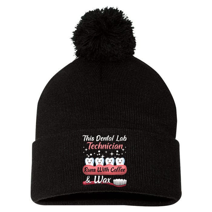 Dental Lab Technician Runs With Coffee And Wax Dental Lab Pom Pom 12in Knit Beanie