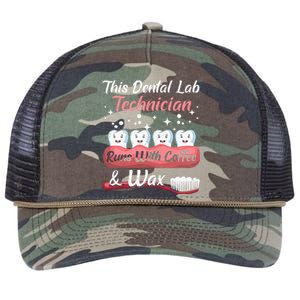 Dental Lab Technician Runs With Coffee And Wax Dental Lab Retro Rope Trucker Hat Cap