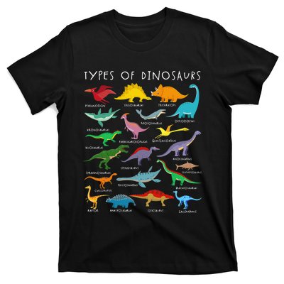 Dinosaur Lover Types Of Dinosaurs Different Dinosaurs T-Shirt