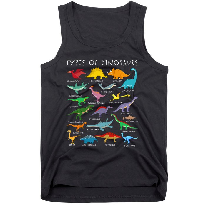 Dinosaur Lover Types Of Dinosaurs Different Dinosaurs Tank Top