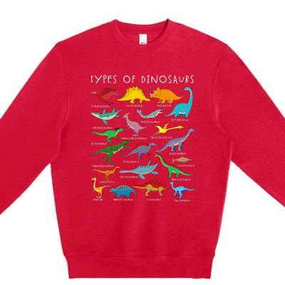 Dinosaur Lover Types Of Dinosaurs Different Dinosaurs Premium Crewneck Sweatshirt