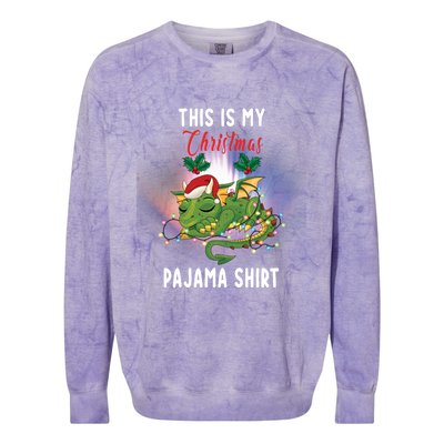 Dragon Lovers This Is My Christmas Pajama Great Gift Santa Dragon Meaningful Gif Colorblast Crewneck Sweatshirt