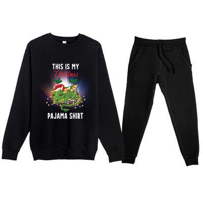 Dragon Lovers This Is My Christmas Pajama Great Gift Santa Dragon Meaningful Gif Premium Crewneck Sweatsuit Set