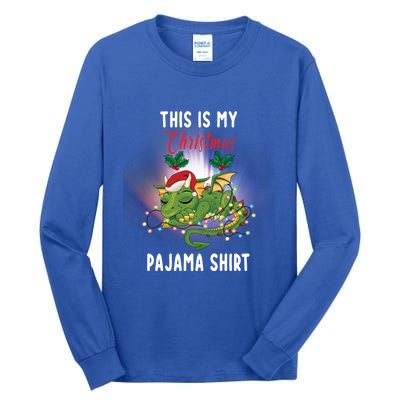 Dragon Lovers This Is My Christmas Pajama Great Gift Santa Dragon Meaningful Gif Tall Long Sleeve T-Shirt