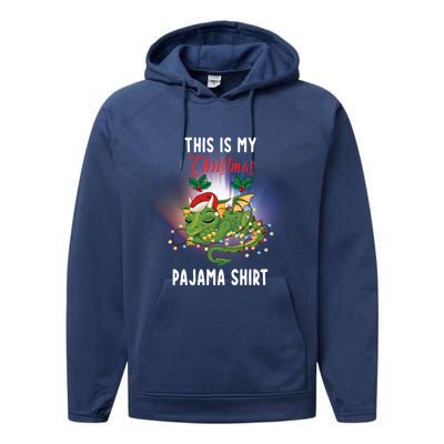 Dragon Lovers This Is My Christmas Pajama Great Gift Santa Dragon Meaningful Gif Performance Fleece Hoodie