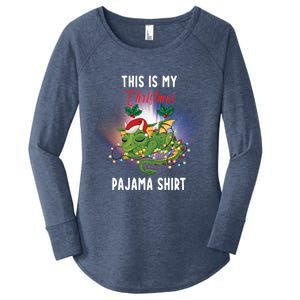 Dragon Lovers This Is My Christmas Pajama Great Gift Santa Dragon Meaningful Gif Women's Perfect Tri Tunic Long Sleeve Shirt