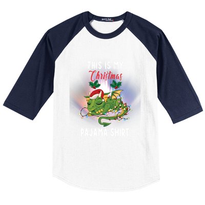 Dragon Lovers This Is My Christmas Pajama Great Gift Santa Dragon Meaningful Gif Baseball Sleeve Shirt