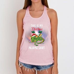 Dragon Lovers This Is My Christmas Pajama Great Gift Santa Dragon Meaningful Gif Women's Knotted Racerback Tank