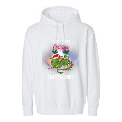 Dragon Lovers This Is My Christmas Pajama Great Gift Santa Dragon Meaningful Gif Garment-Dyed Fleece Hoodie