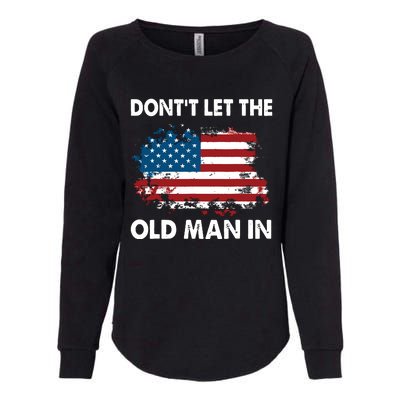 Dont Let The Old Man In Retro American Flag Womens California Wash Sweatshirt