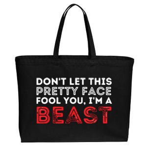 Dont Let This Pretty Face Fool You Wrestling Wrestler Cotton Canvas Jumbo Tote