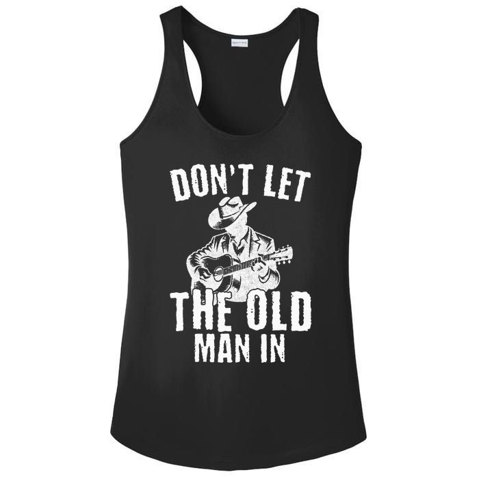 Don’t Let the Old Man in Vintage Walking With a Guitar Ladies PosiCharge Competitor Racerback Tank