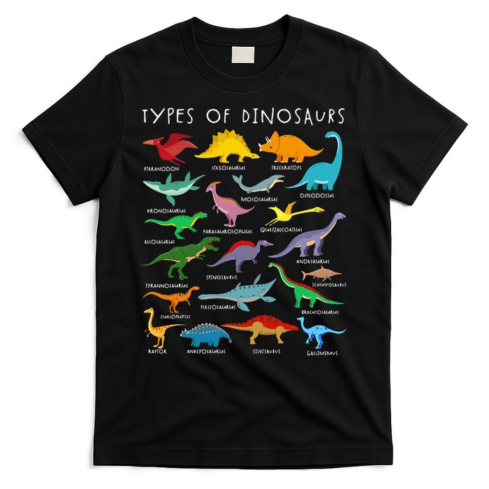 Dinosaur Lover Types Of Dinosaurs Different Dinosaurs T-Shirt