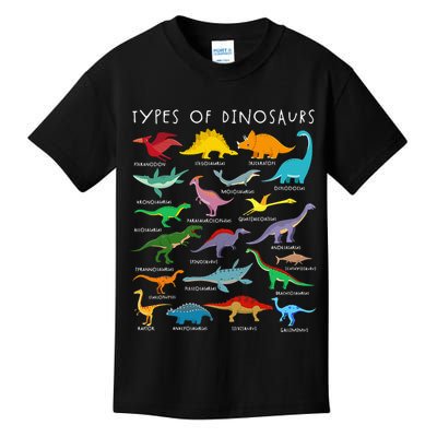 Dinosaur Lover Types Of Dinosaurs Different Dinosaurs Kids T-Shirt
