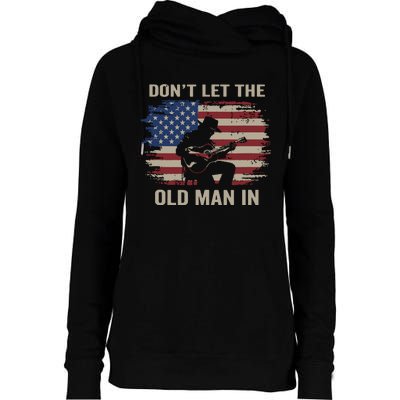 Dont Let The Old Man In Cowboy Us Flag Womens Funnel Neck Pullover Hood