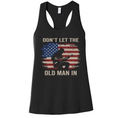 Dont Let The Old Man In Cowboy Us Flag Women's Racerback Tank