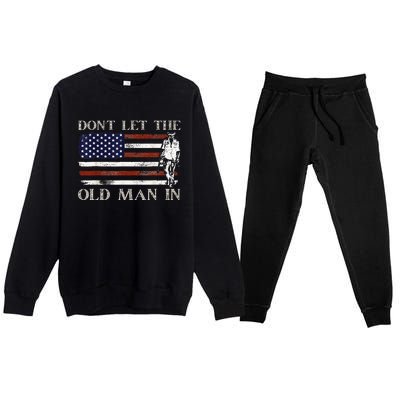 DonT Let The Old Man In Vintage American Flag Premium Crewneck Sweatsuit Set