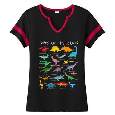 Dinosaur Lover Types Of Dinosaurs Different Dinosaurs Ladies Halftime Notch Neck Tee