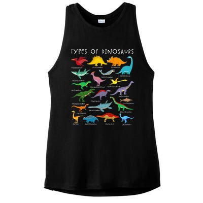 Dinosaur Lover Types Of Dinosaurs Different Dinosaurs Ladies PosiCharge Tri-Blend Wicking Tank