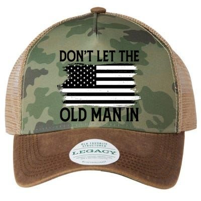 Dont Let The Old Man In Vintage American Flag Legacy Tie Dye Trucker Hat