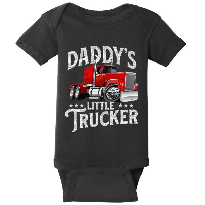 Daddy's Little Trucker Semi Truck Driver Trucking Baby Bodysuit