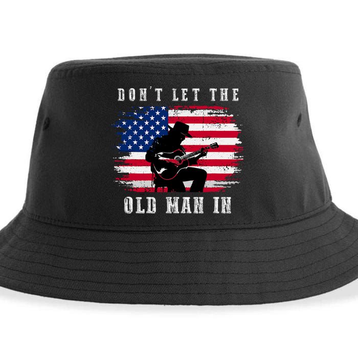 Dont Let The Old Man In Vintage American Flag Sustainable Bucket Hat