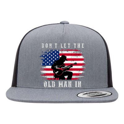 Dont Let The Old Man In Vintage American Flag Flat Bill Trucker Hat