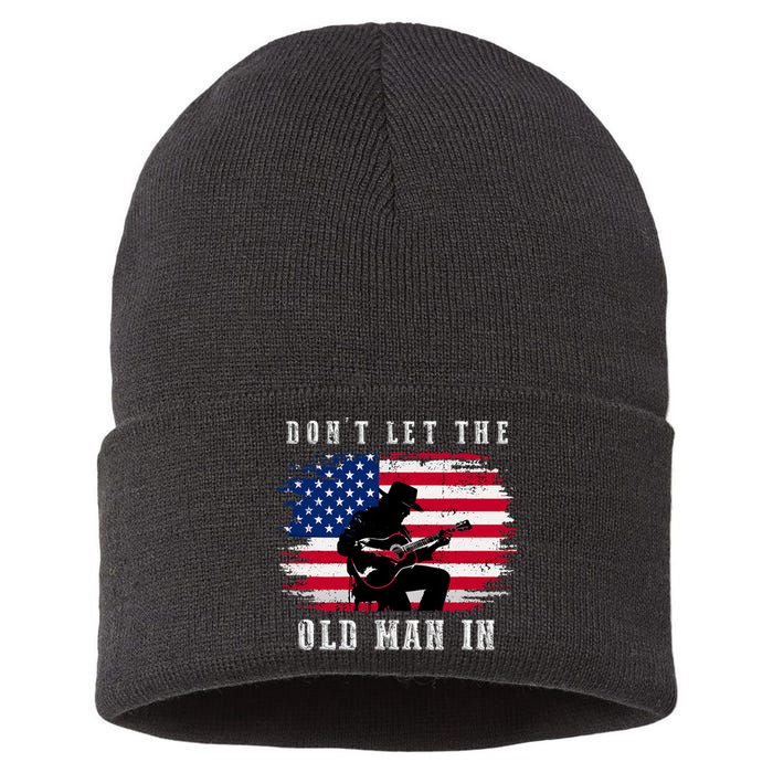 Dont Let The Old Man In Vintage American Flag Sustainable Knit Beanie