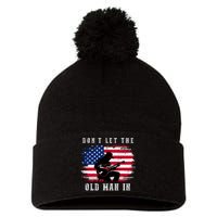 Dont Let The Old Man In Vintage American Flag Pom Pom 12in Knit Beanie